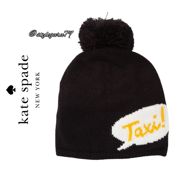 NWT, Kate Spade, Black Taxi Beanie Hat